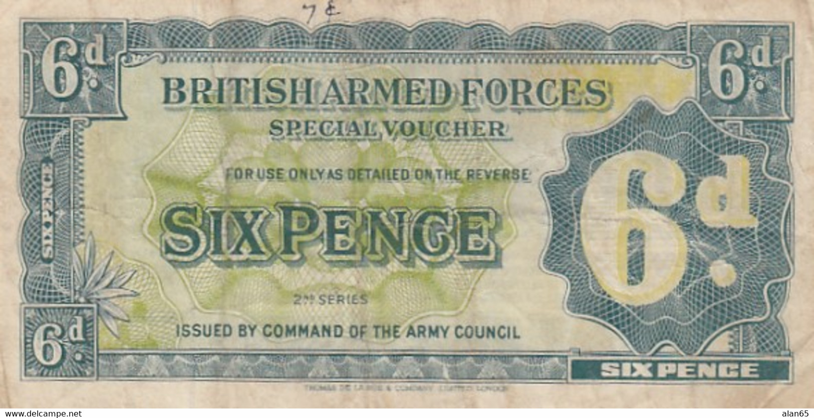 Great Britain #M17a 6 Pence 1948 British Armed Forces Special Voucher Currency - British Armed Forces & Special Vouchers