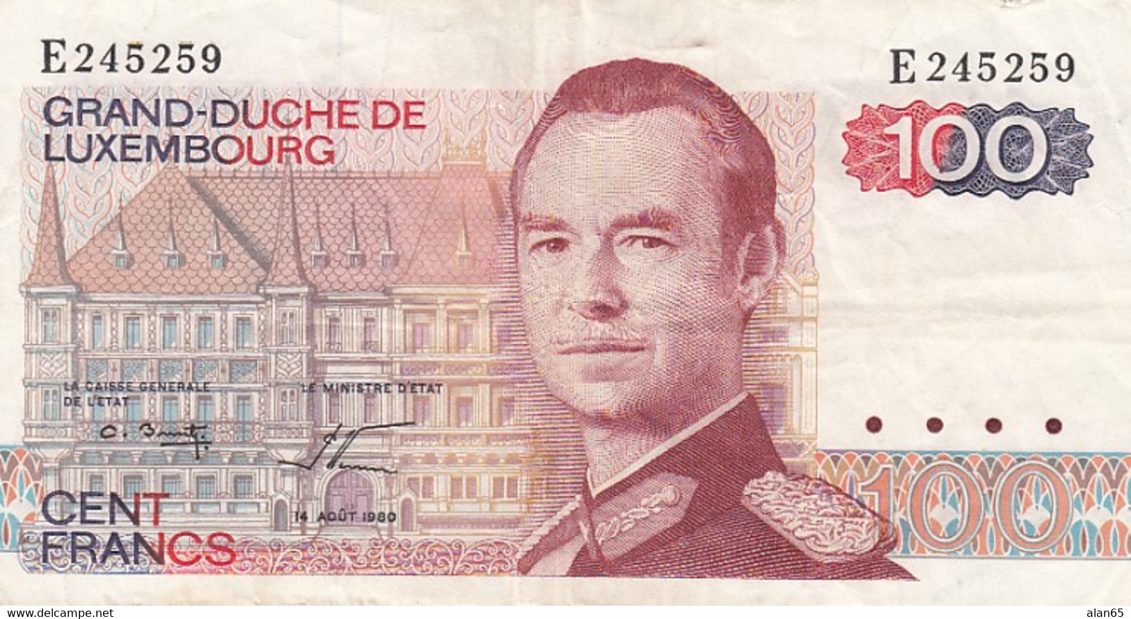 Luxembourg #69b, 100 Francs, 1980 Banknote - Lussemburgo