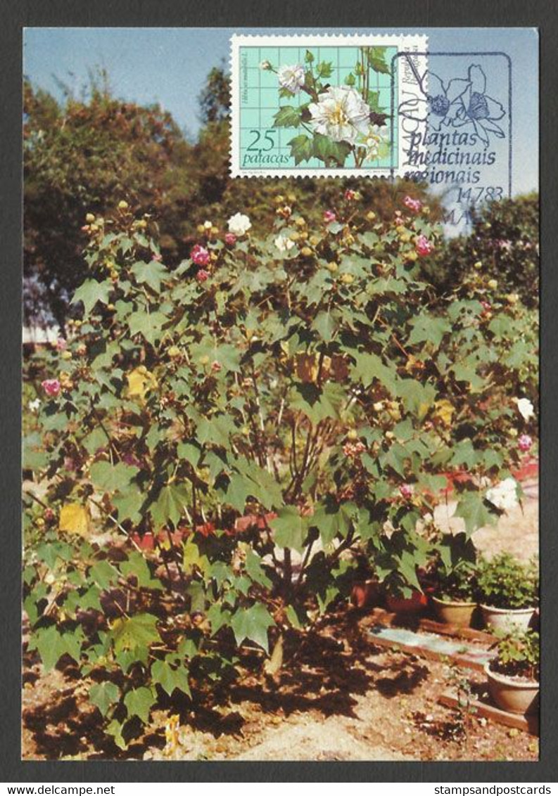 Macau Plantes Médicinales Hibiscus Mutabilis L. Carte Maximum 1983 Macao Medicinal Plants Maxicard - Tarjetas – Máxima