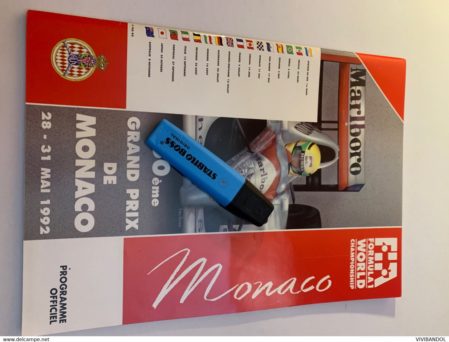 Programme GP De F1 DeMonaco 1992 - Automobilismo - F1