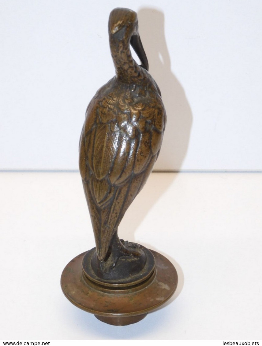 *SUPERBE ETOUFFOIR BOUGIE BRONZE OISEAU HERON BELLE PATINE BRUNE COLLECTION  E - Candeleros, Candelabros Y Palmatorias