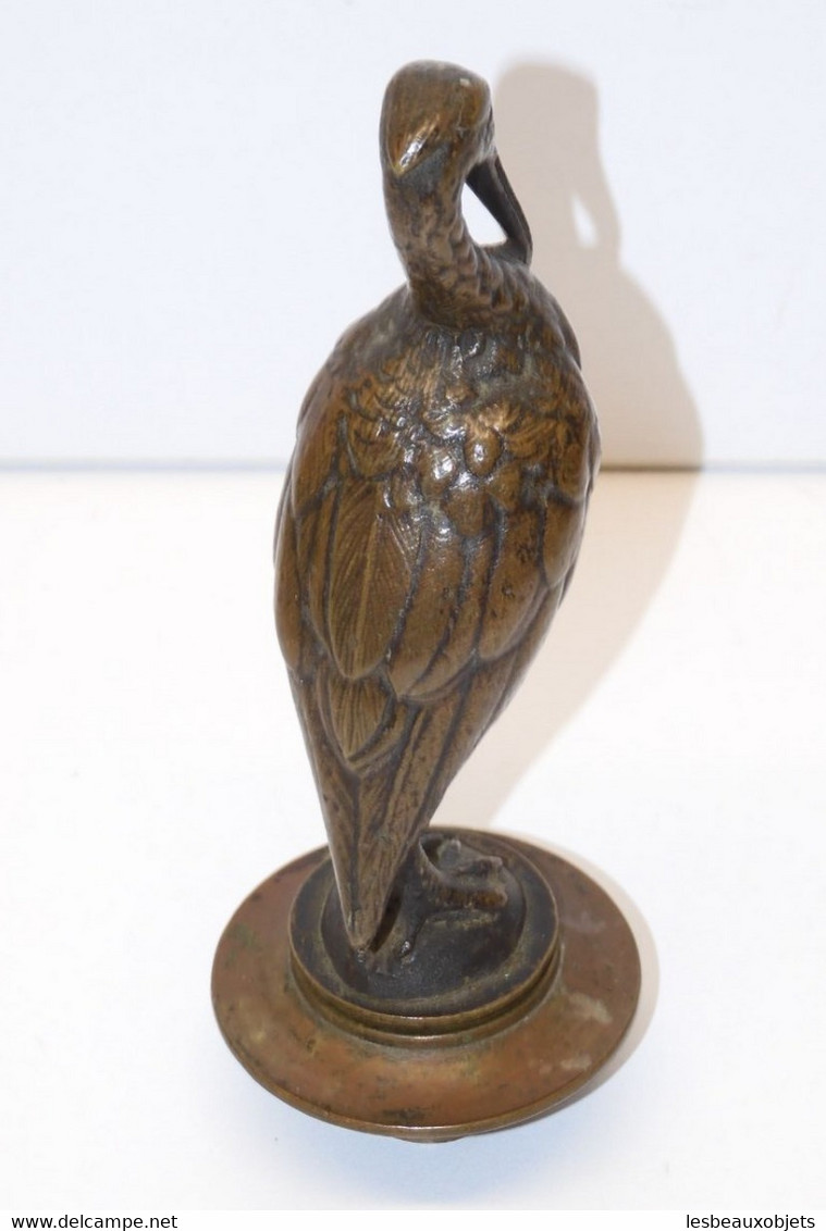 *SUPERBE ETOUFFOIR BOUGIE BRONZE OISEAU HERON BELLE PATINE BRUNE COLLECTION  E - Candeleros, Candelabros Y Palmatorias