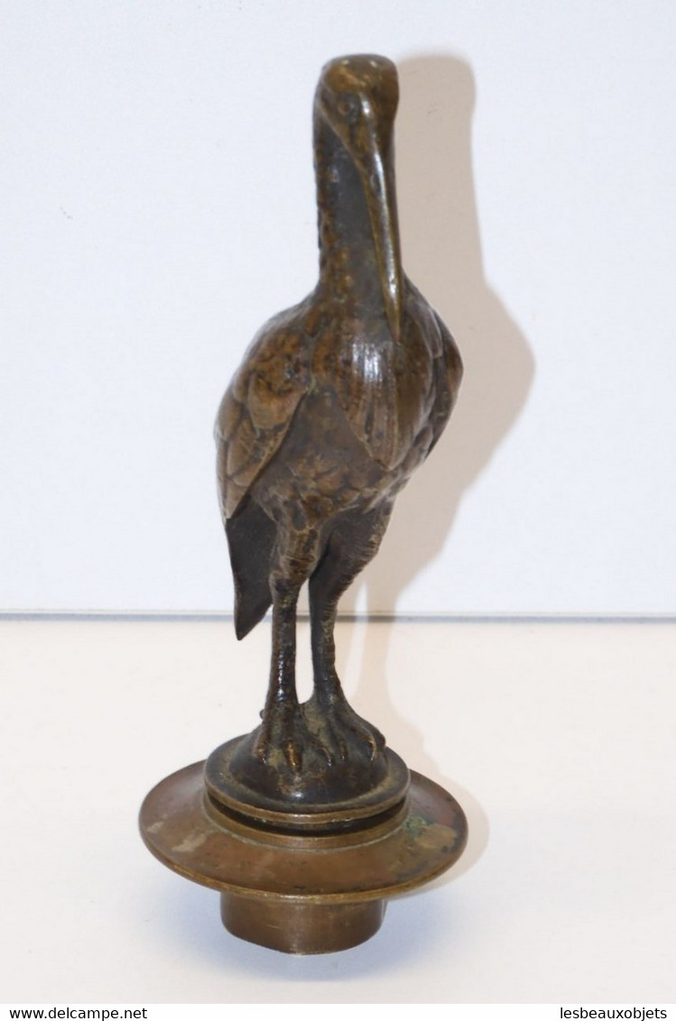 *SUPERBE ETOUFFOIR BOUGIE BRONZE OISEAU HERON BELLE PATINE BRUNE COLLECTION  E