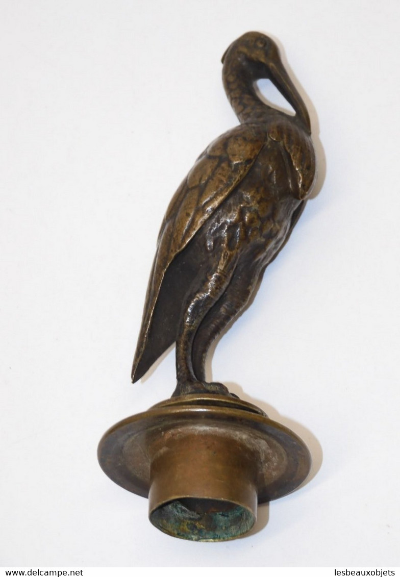 *SUPERBE ETOUFFOIR BOUGIE BRONZE OISEAU HERON BELLE PATINE BRUNE COLLECTION  E