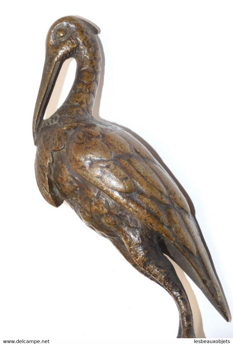 *SUPERBE ETOUFFOIR BOUGIE BRONZE OISEAU HERON BELLE PATINE BRUNE COLLECTION  E