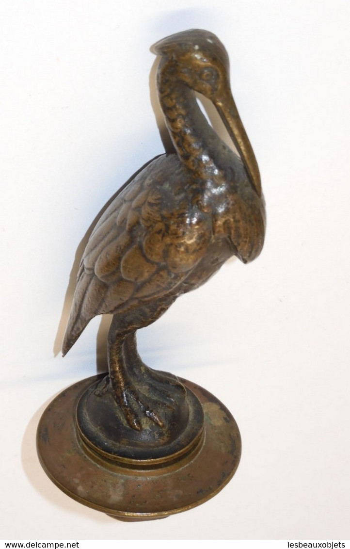 *SUPERBE ETOUFFOIR BOUGIE BRONZE OISEAU HERON BELLE PATINE BRUNE COLLECTION  E