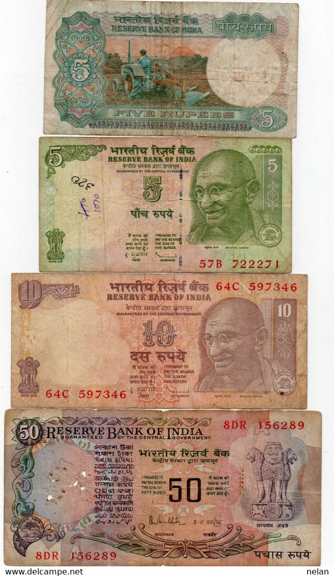 INDIA - LOTTO 4 BANCONOTE - Inde