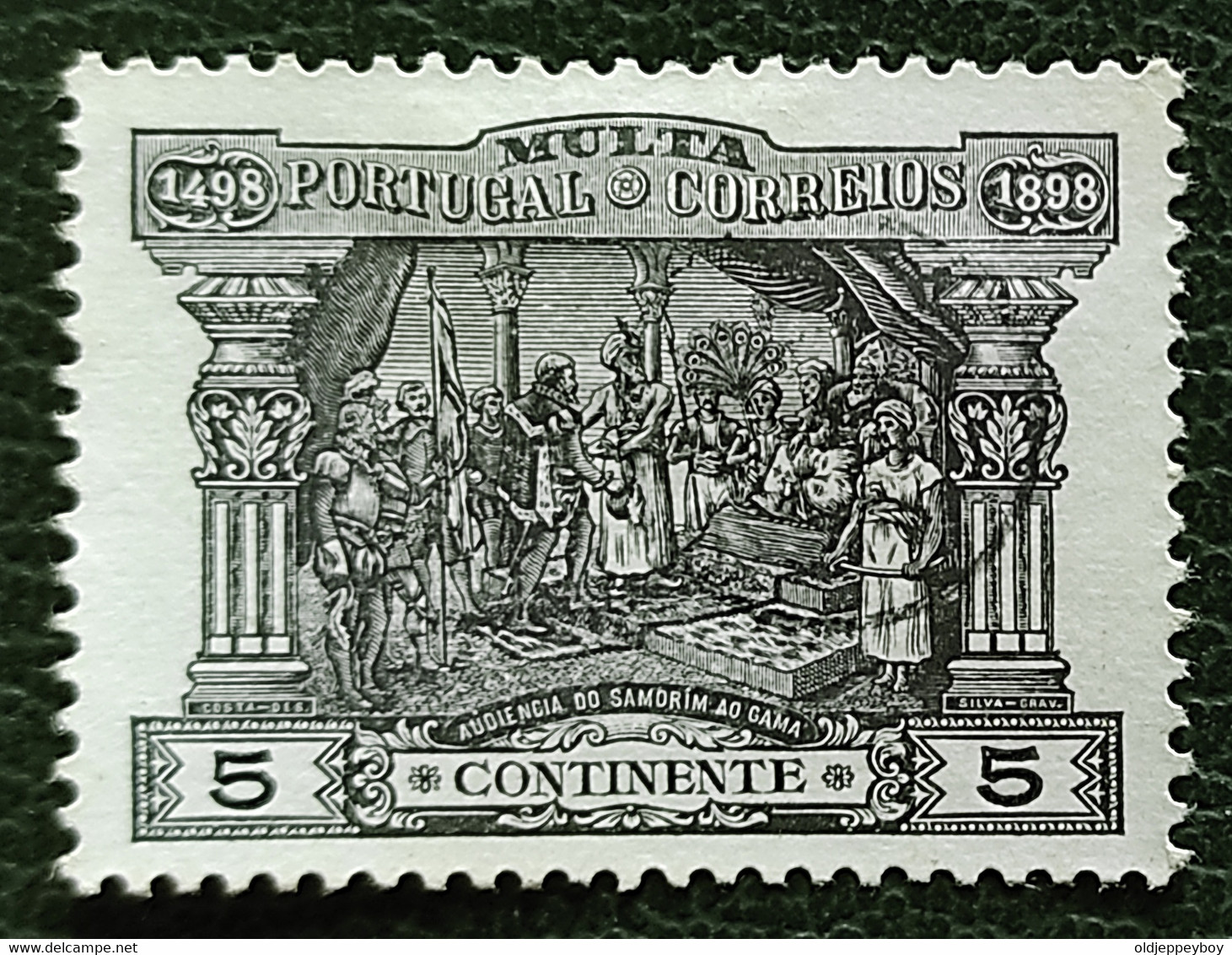 PORTUGAL, 1898, MULTA / TAXE " Vasco De Gama ", Yvert N° 1 , 5 REIS Noir Obl T Dans Un Cercle TTB - Usati