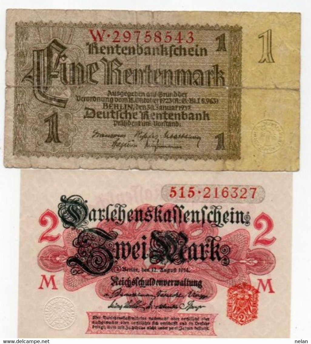 GERMANY-  1 RENTENMARK 1937+ 2 MARK  P-173b.1   CIRC.+UNC - Andere & Zonder Classificatie