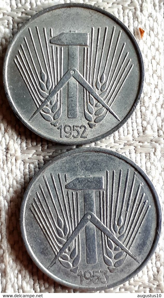 DUITSLAND / /D.D.R.:  2X 1 PFENNIG 1952 A + 1953 A KM 3 VZGL - 1 Marco