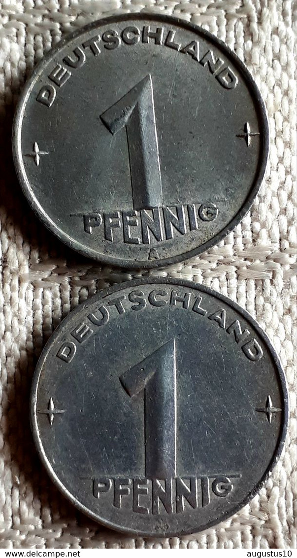 DUITSLAND / /D.D.R.:  2X 1 PFENNIG 1952 A + 1953 A KM 3 VZGL - 1 Mark