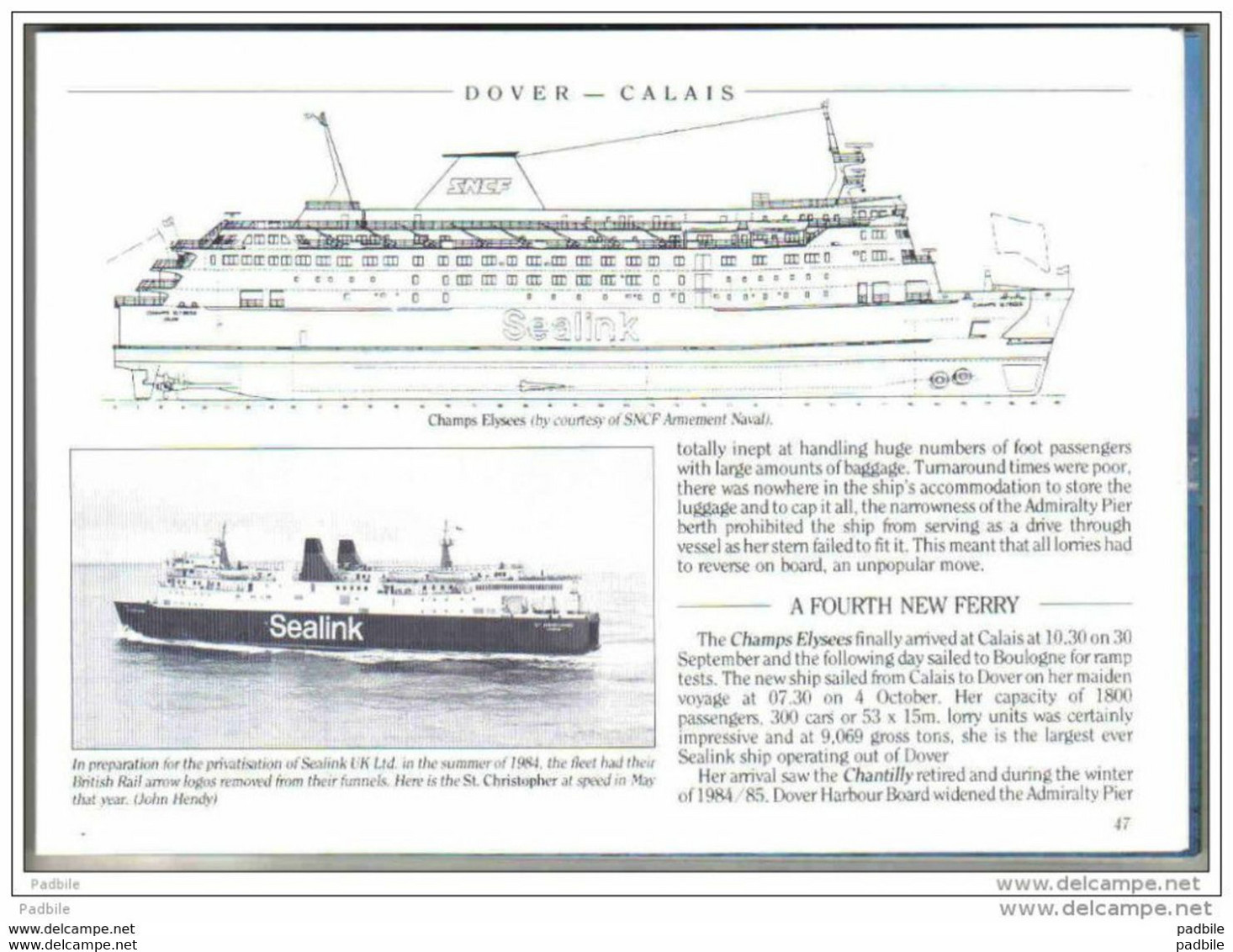 Livre Sealink Seafrance  Dover - Calais Armement Ferries Armement Sealink SNCF  Par John Hendy - Transports
