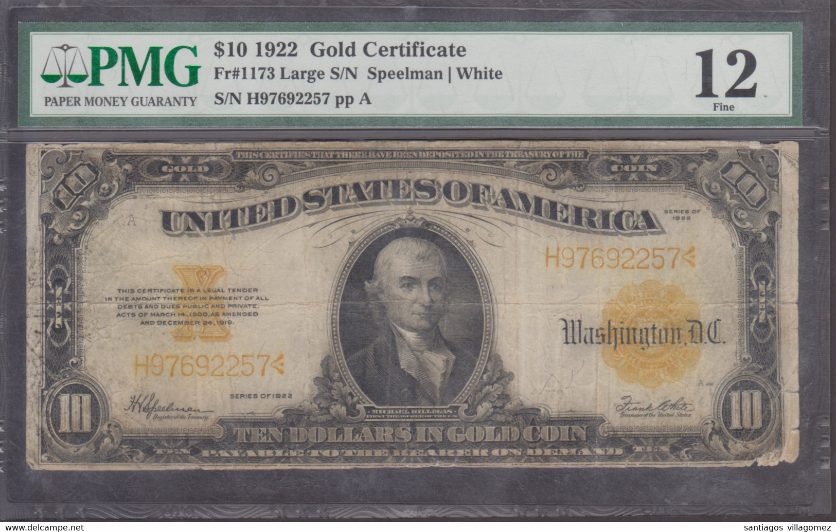 USA (Washington D.C) 1922: TEN DOLLARS IN GOLD COIN - Autres & Non Classés