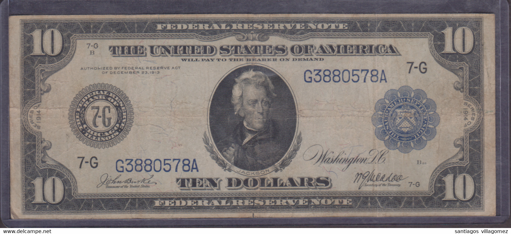 USA 1914: TEN DOLLARS Andrew Jackson Blue Label - Illinois