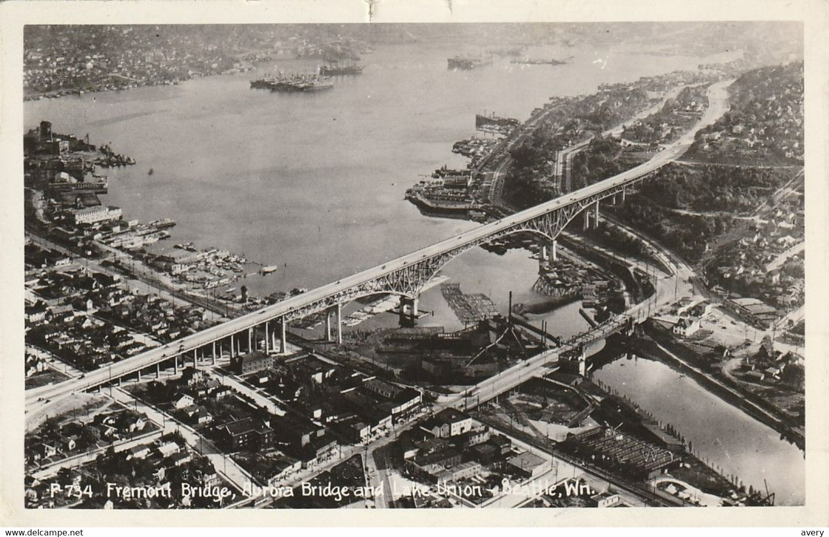 Fremont Bridge, Aurora Bridge And Lake Union, Seattle, Washington  R. P. P. C. - Seattle