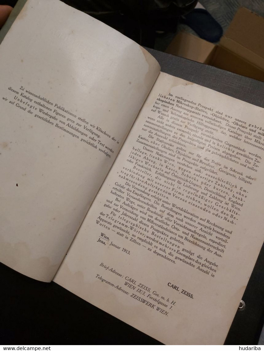Carl Zeiss Mikroskope, Wien - Österreich. 1913 - Kataloge