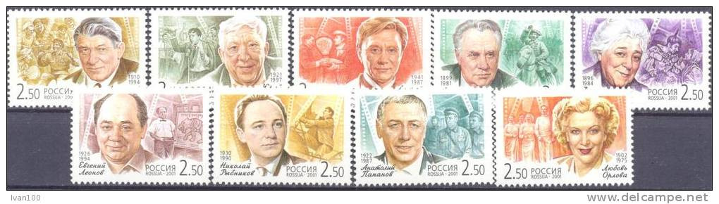 2001. Russia, Artists Of Soviet Cinema, 9v Mint/** - Unused Stamps