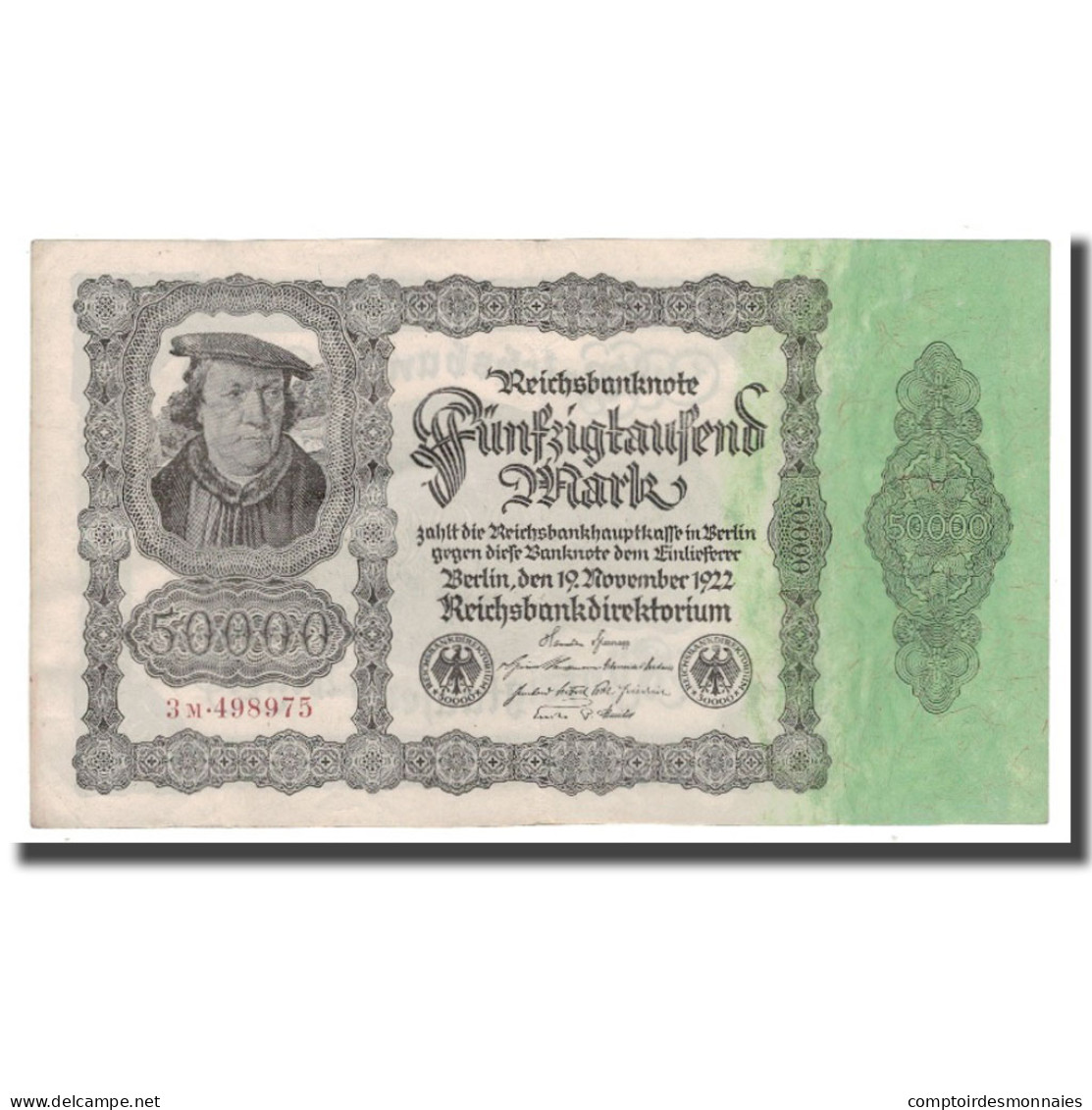 Billet, Allemagne, 50,000 Mark, 1922, 1922-11-19, KM:79, TTB - 50.000 Mark