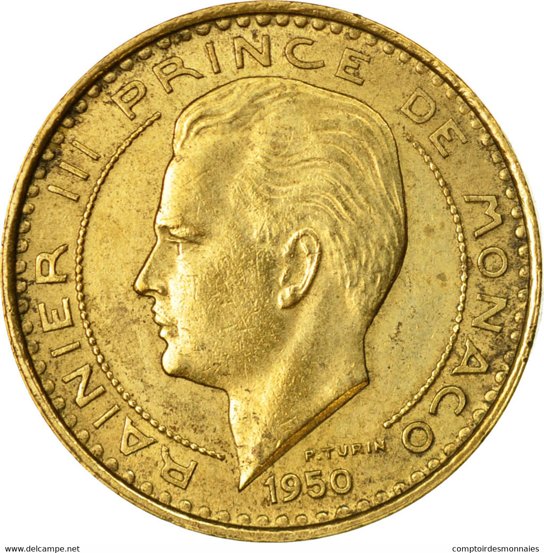 Monnaie, Monaco, Rainier III, 10 Francs, 1950, TB+, Aluminum-Bronze, Gadoury:MC - 1949-1956 Francos Antiguos