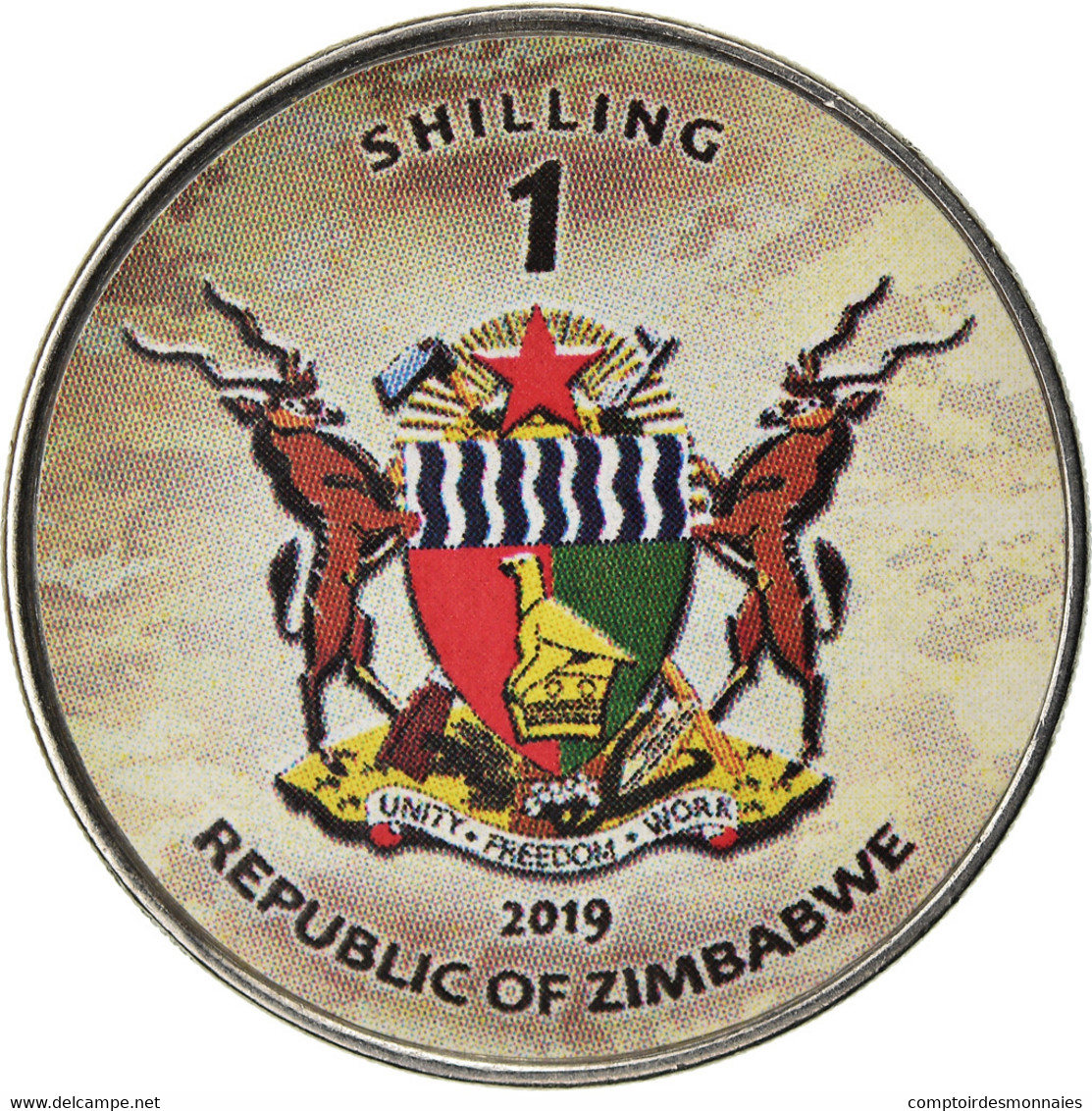 Monnaie, Zimbabwe, Shilling, 2019, Tanks - T-80, SPL, Nickel Plated Steel - Simbabwe