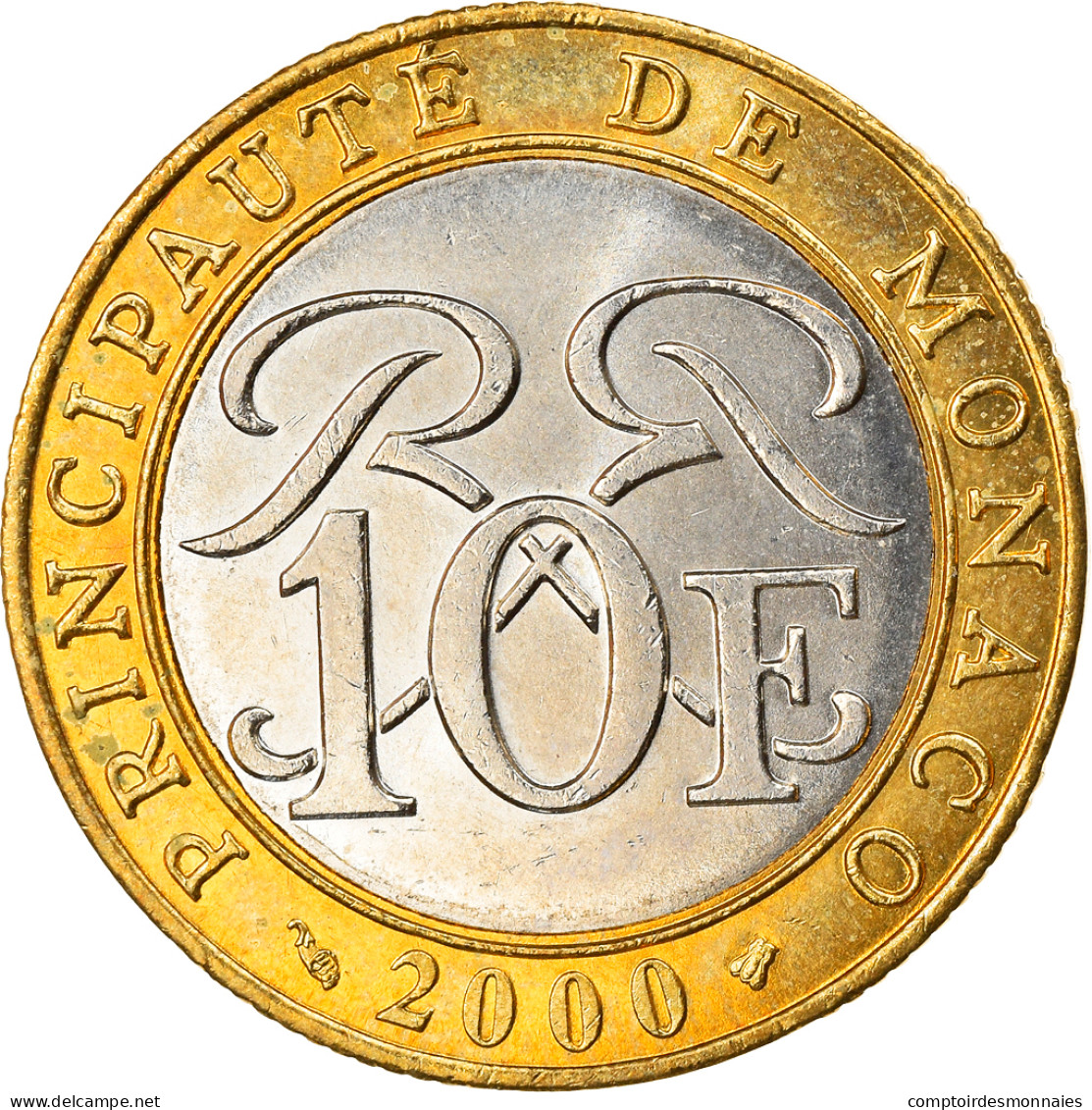 Monnaie, Monaco, Rainier III, 10 Francs, 2000, SUP, Bi-Metallic, Gadoury:MC160 - 1960-2001 New Francs