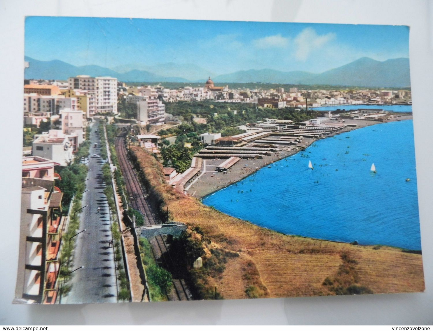 Cartolina Viaggiata "TORRE ANNUNZIATA Lido Azzurro - Panorama" 1965 Timbro Lido Azzurro - Torre Annunziata