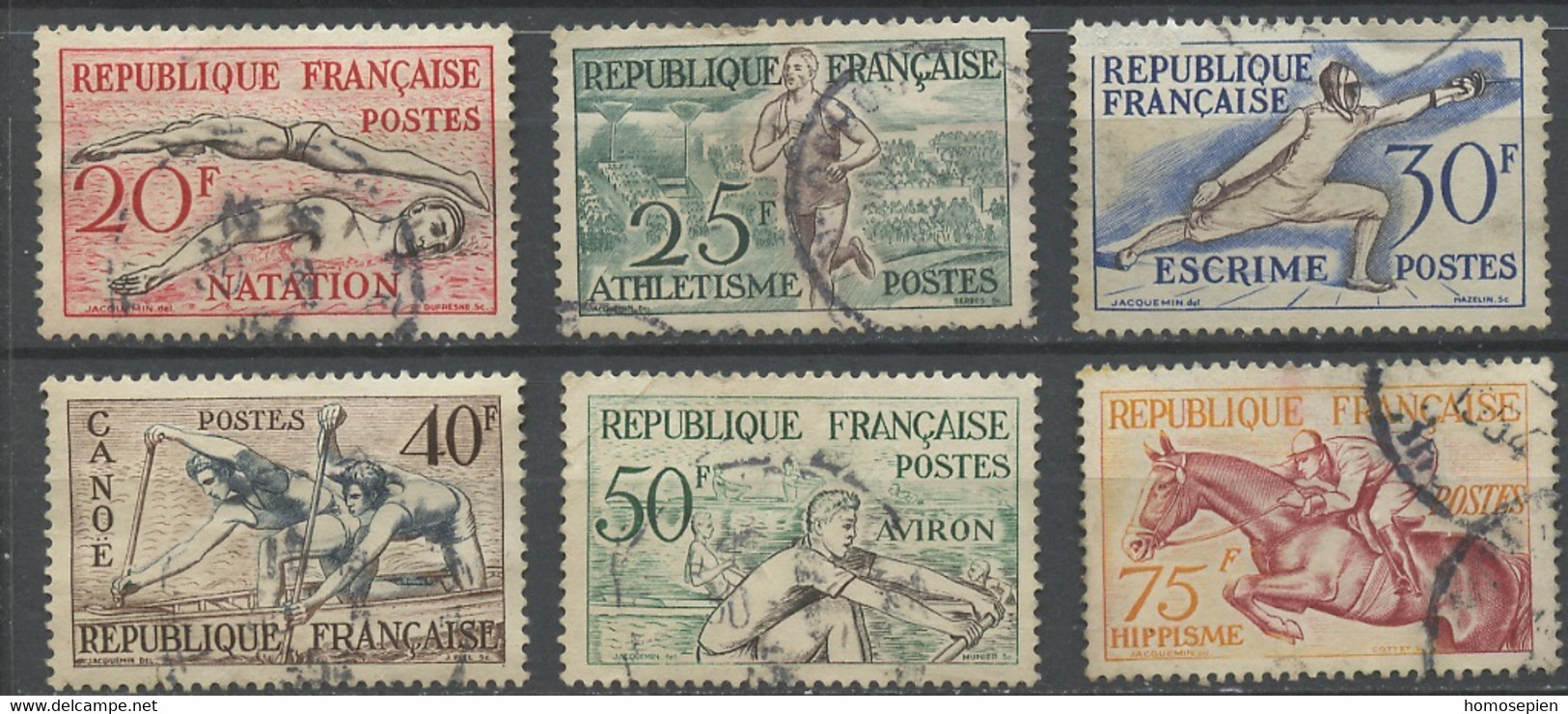 JO Helsinki - France - Frankreich 1953 Y&T N°960 à 965 - Michel N°978 à 983 (o) - Jeux Olympiques D'été - Estate 1952: Helsinki