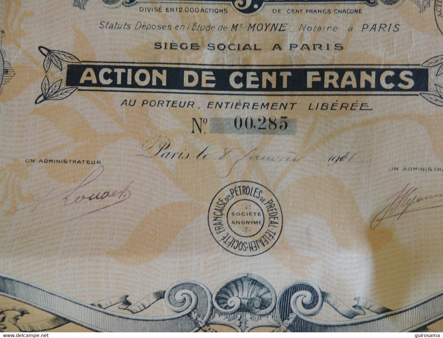 Société Française Des Pétroles De Prédéal-Téléajen (Roumanie) - Action De 100 Francs 1901/1911 (285) - Petróleo