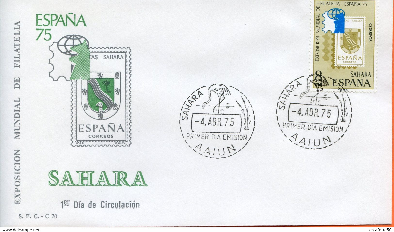 Maroc;FDC 1975" Sahara Espagnol  " Exposicion Mundial De Filatelia "Morocco,Marruecos - Sahara Español