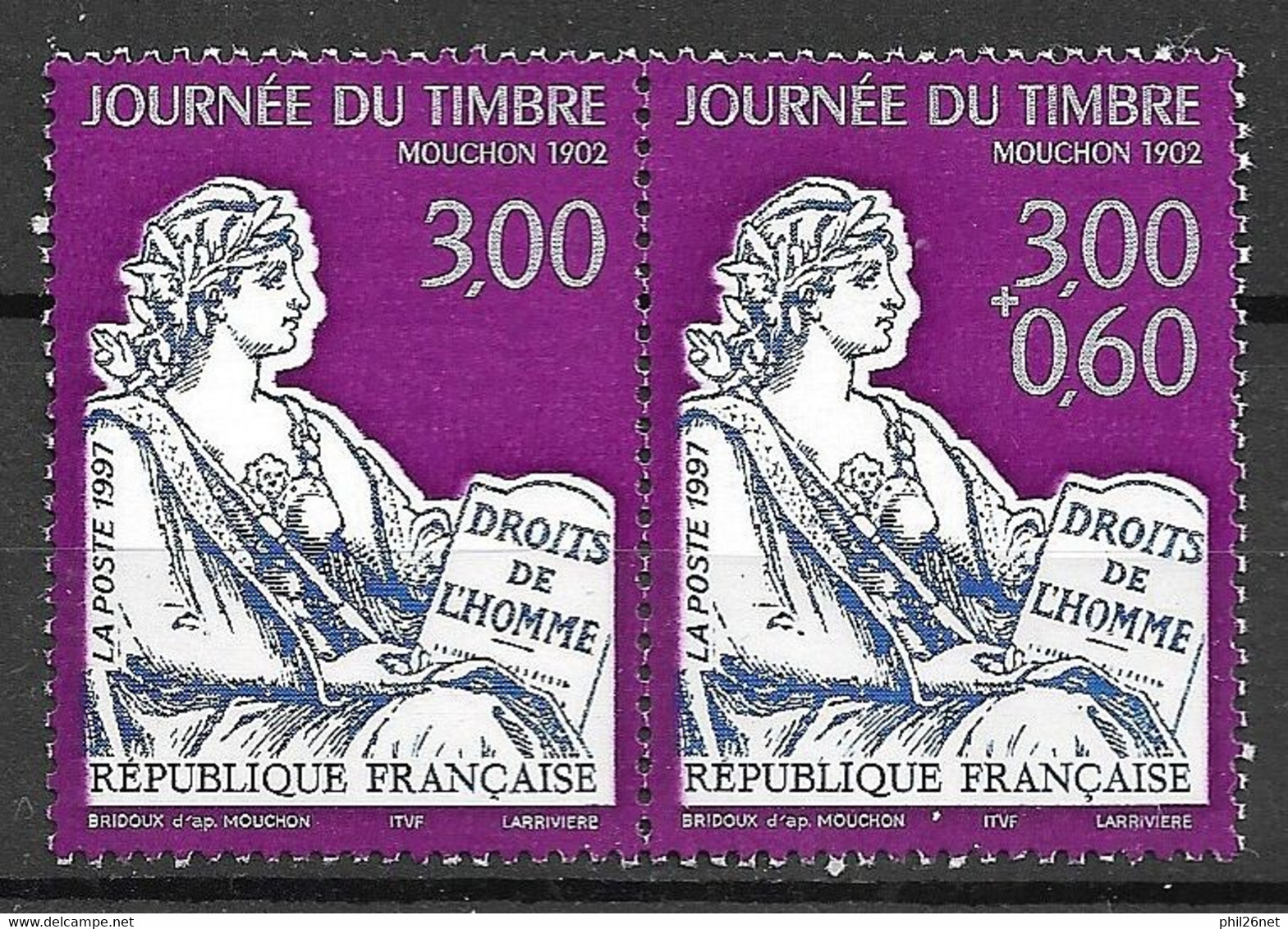 France Paire N° 3052A Journée Du Timbre 1997  Neufs * *  B/TB Voir Scans Soldes ! ! ! - Unused Stamps