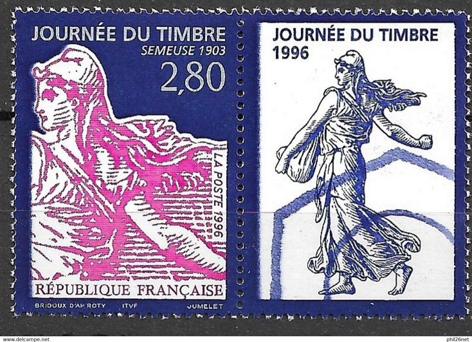 France Paire N° 2991a   Journée Du Timbre 1996 Timbre Et Vignette  Neufs * *  B/TB Voir Scans Soldes ! ! ! - Nuevos