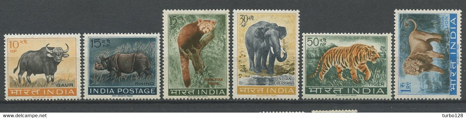 INDE 1962 N° 147/152 ** Neufs MNH Superbes C 25 € Faune Felins Tigre Lion Buffle Panda Eléphant Rhinocéros Animaux - Nuovi