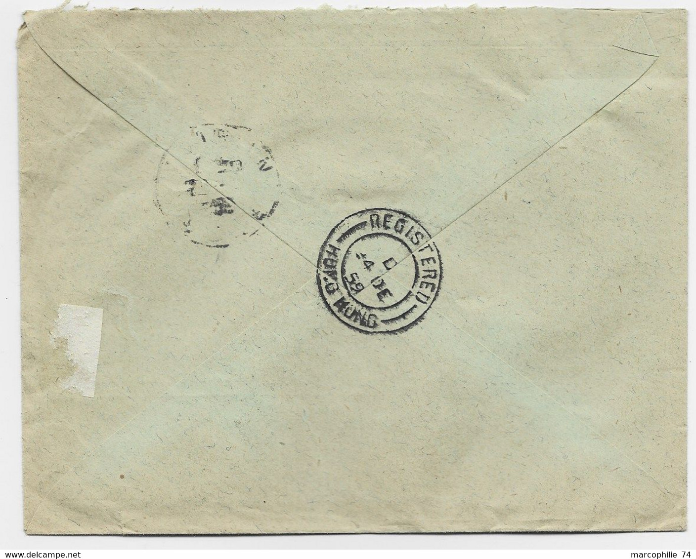 EMA HONG KONG 0300  CENTS VICTORIA 24.XII.1959 LETTRE COVER REC AIR MAIL TO FRANCE - Distribuidores