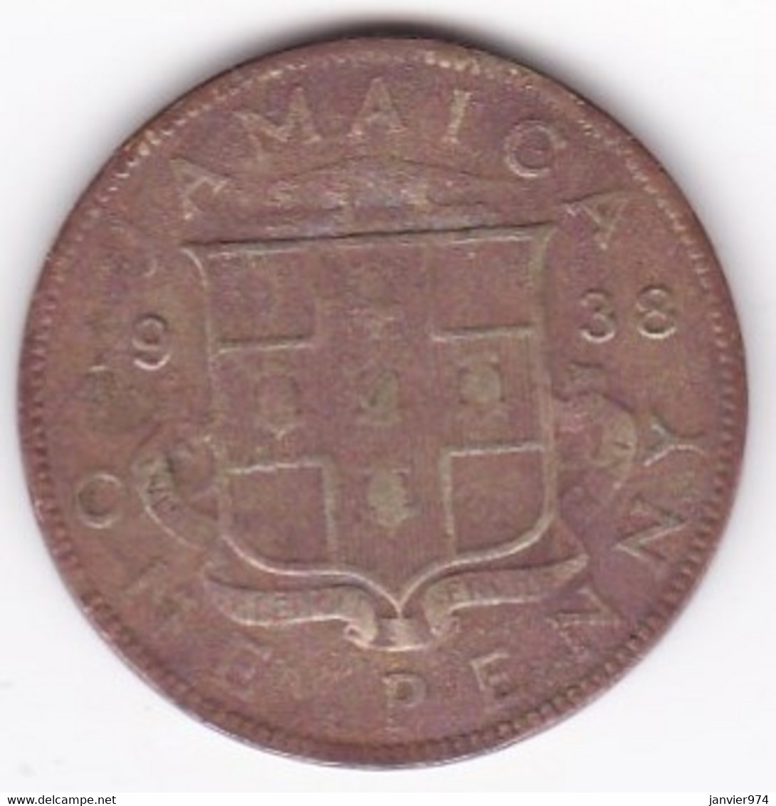 Jamaïque 1 Penny 1938 George VI , En Laiton Nickel , KM# 32 - Jamaique