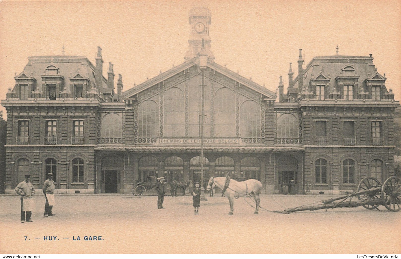 Belgique -  Liège - Huy - La Gare - Edit. Jassogne Mélotte - Animé - Horloge - Cheval -  Carte Postale Ancienne - Huy