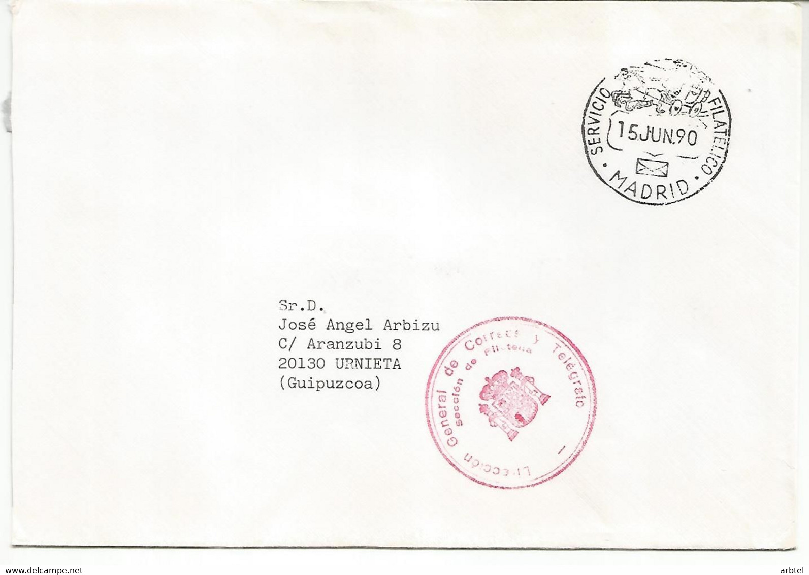 MADRID CC FRANQUICIA CORREOS SECCION DE FILATELIA 1990 - Franchigia Postale