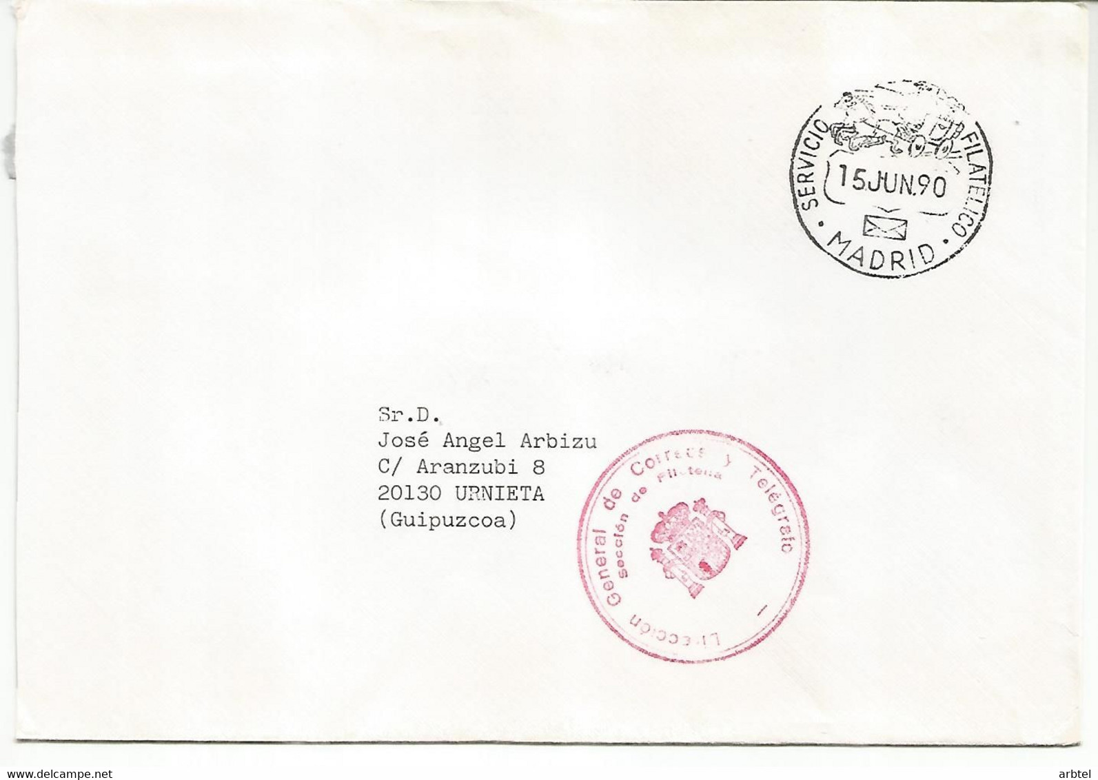 MADRID CC FRANQUICIA CORREOS SECCION DE FILATELIA 1990 - Postage Free