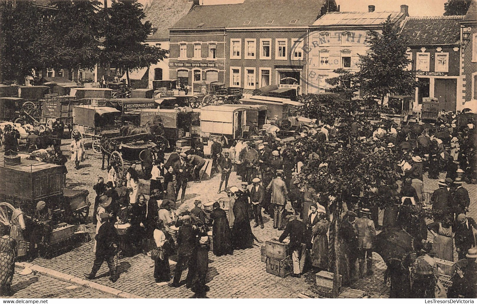 Belgique - Hannut - La Grand Place Marché - Edit. Charles Flamand - Nels - Animé - Carte Postale Ancienne - Hannuit