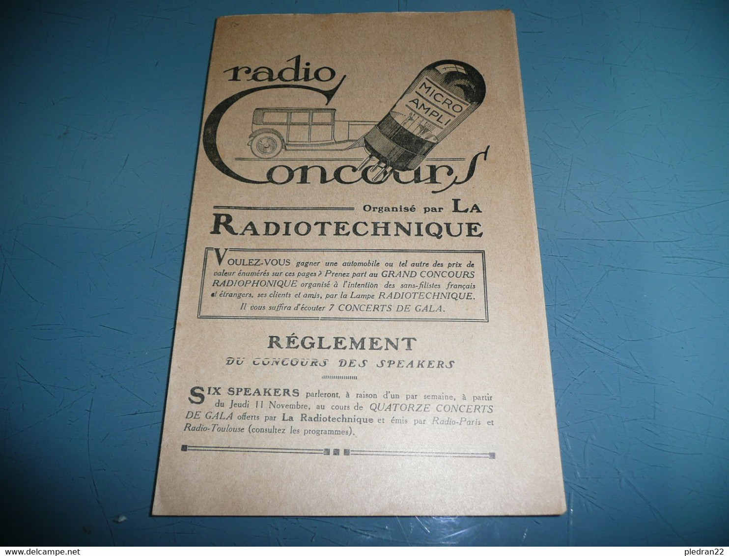 RADIO CONCOURS ORGANISE PAR LA RADIOTECHNIQUE RADIO PARIS RADIO TOULOUSE TSF REGLEMENT VERS 1930 ? - Programmes