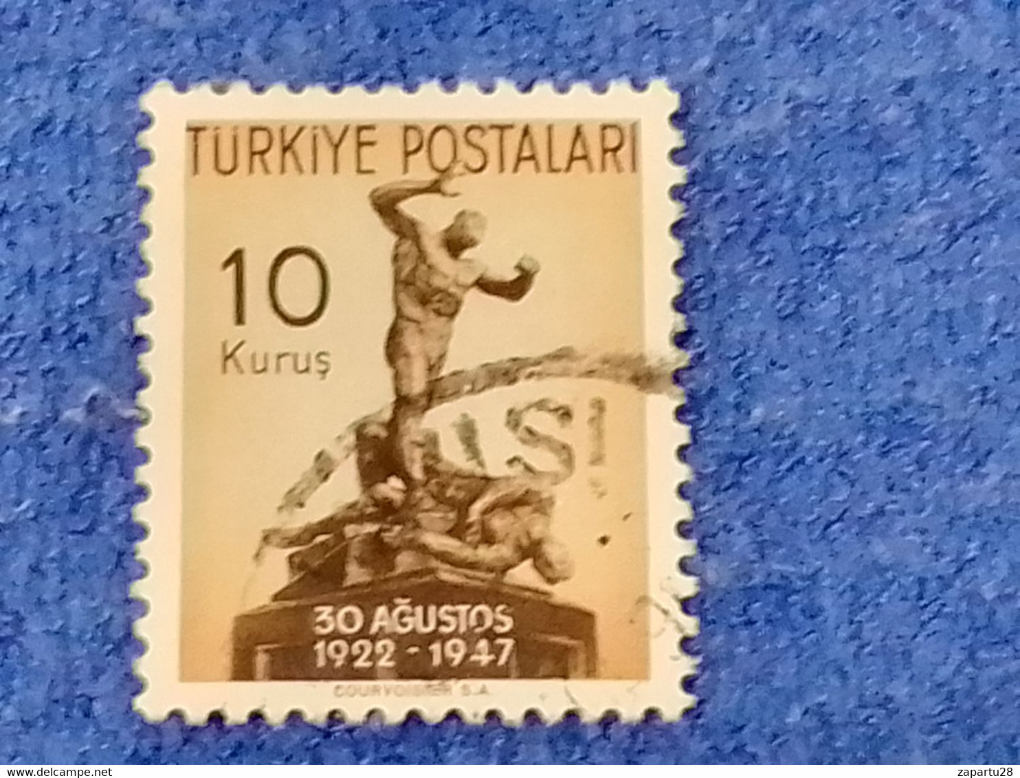 TÜRKİYE.-1940-50-   10K     THE  BATTLE OF DUMLUPINAR  DAMGALI - Gebruikt