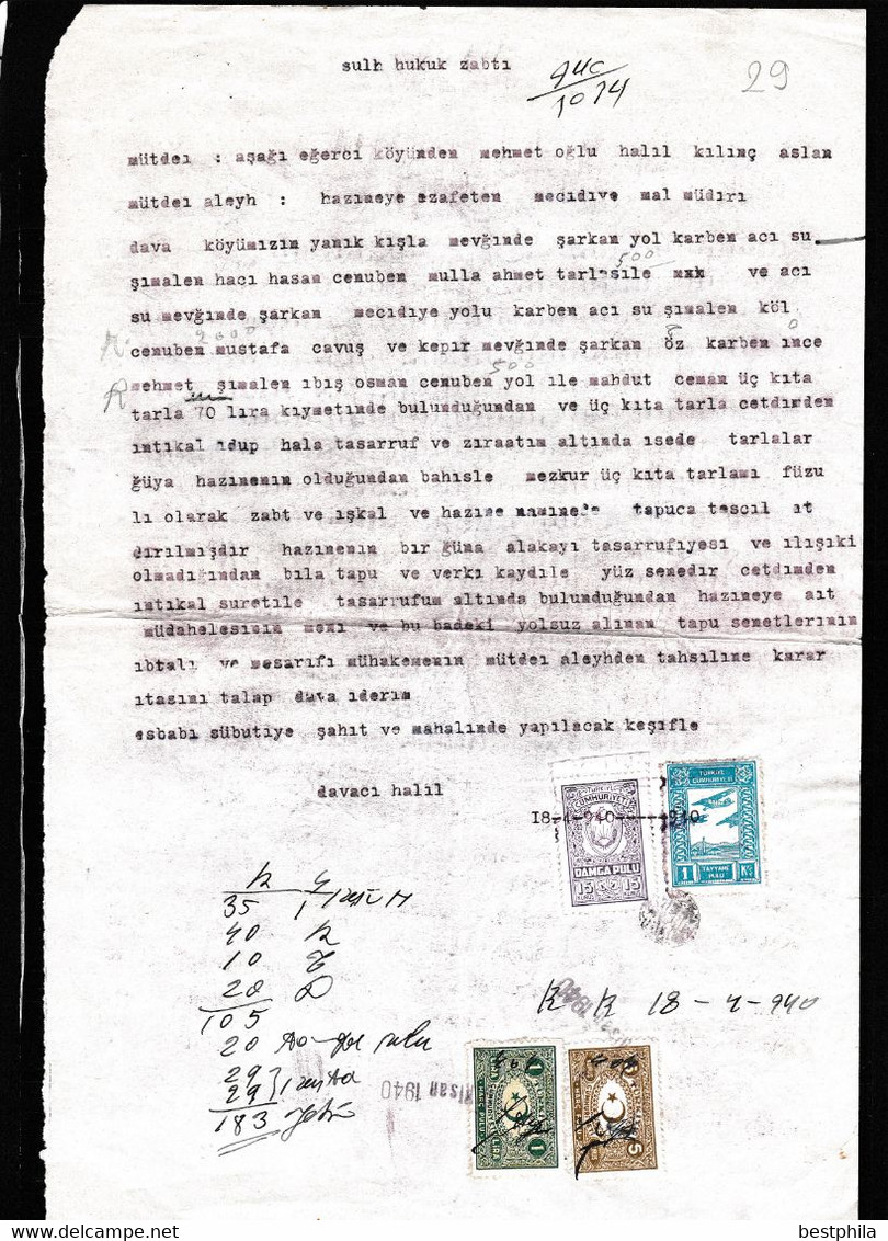 Turkey & Ottoman Empire -  Fiscal / Revenue & Rare Document With Stamps - 29 - Briefe U. Dokumente