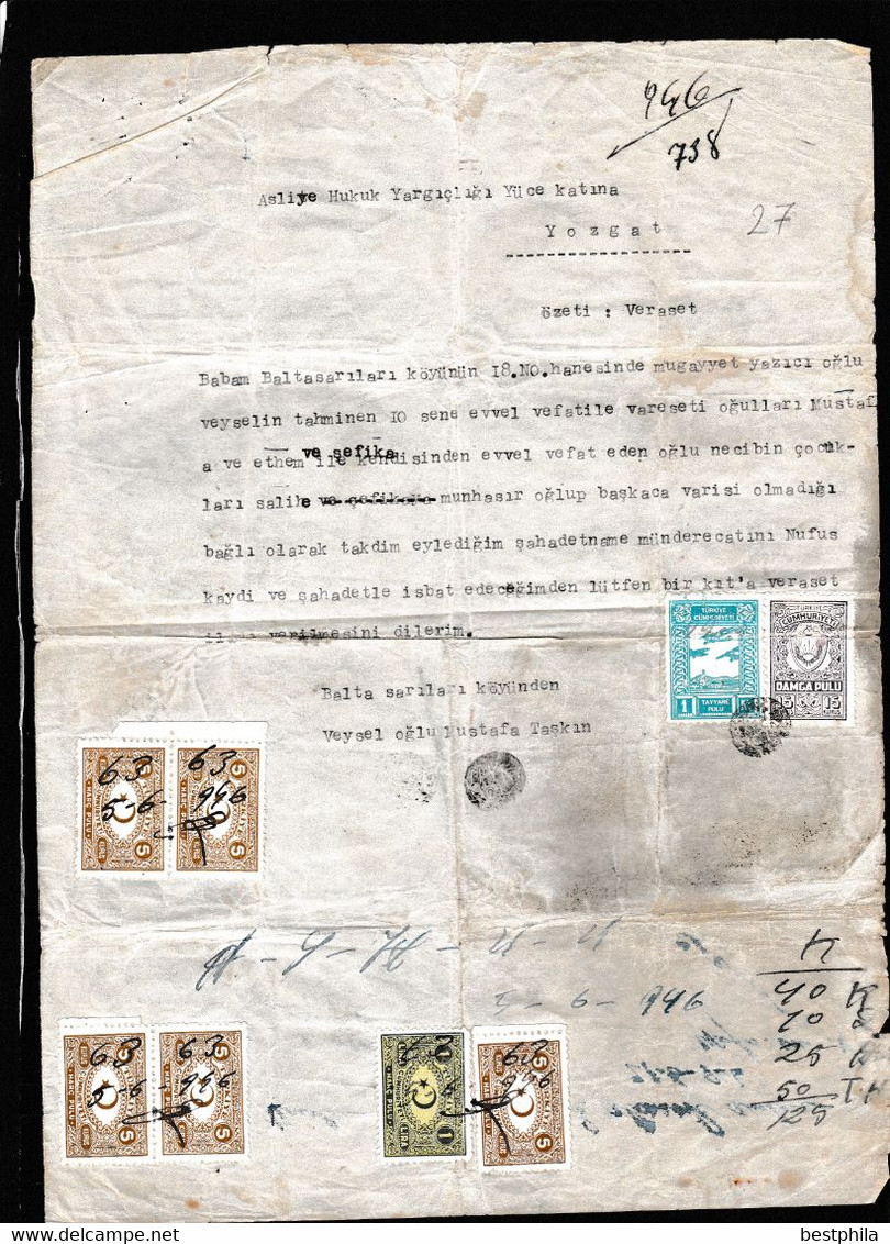 Turkey & Ottoman Empire -  Fiscal / Revenue & Rare Document With Stamps - 27 - Lettres & Documents