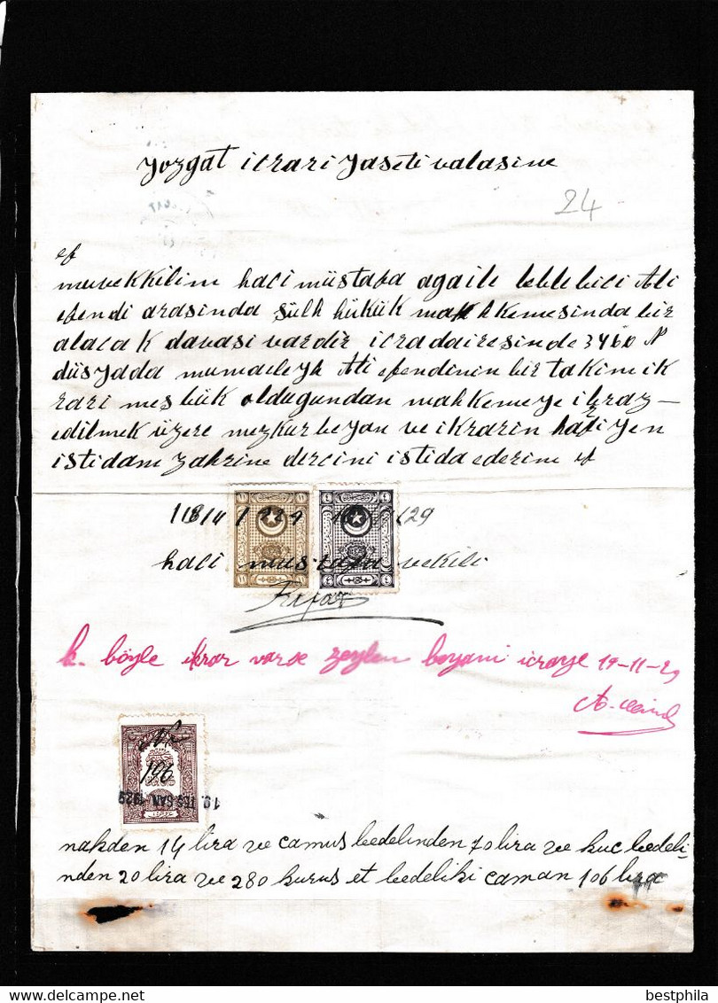 Turkey & Ottoman Empire -  Fiscal / Revenue & Rare Document With Stamps - 24 - Briefe U. Dokumente