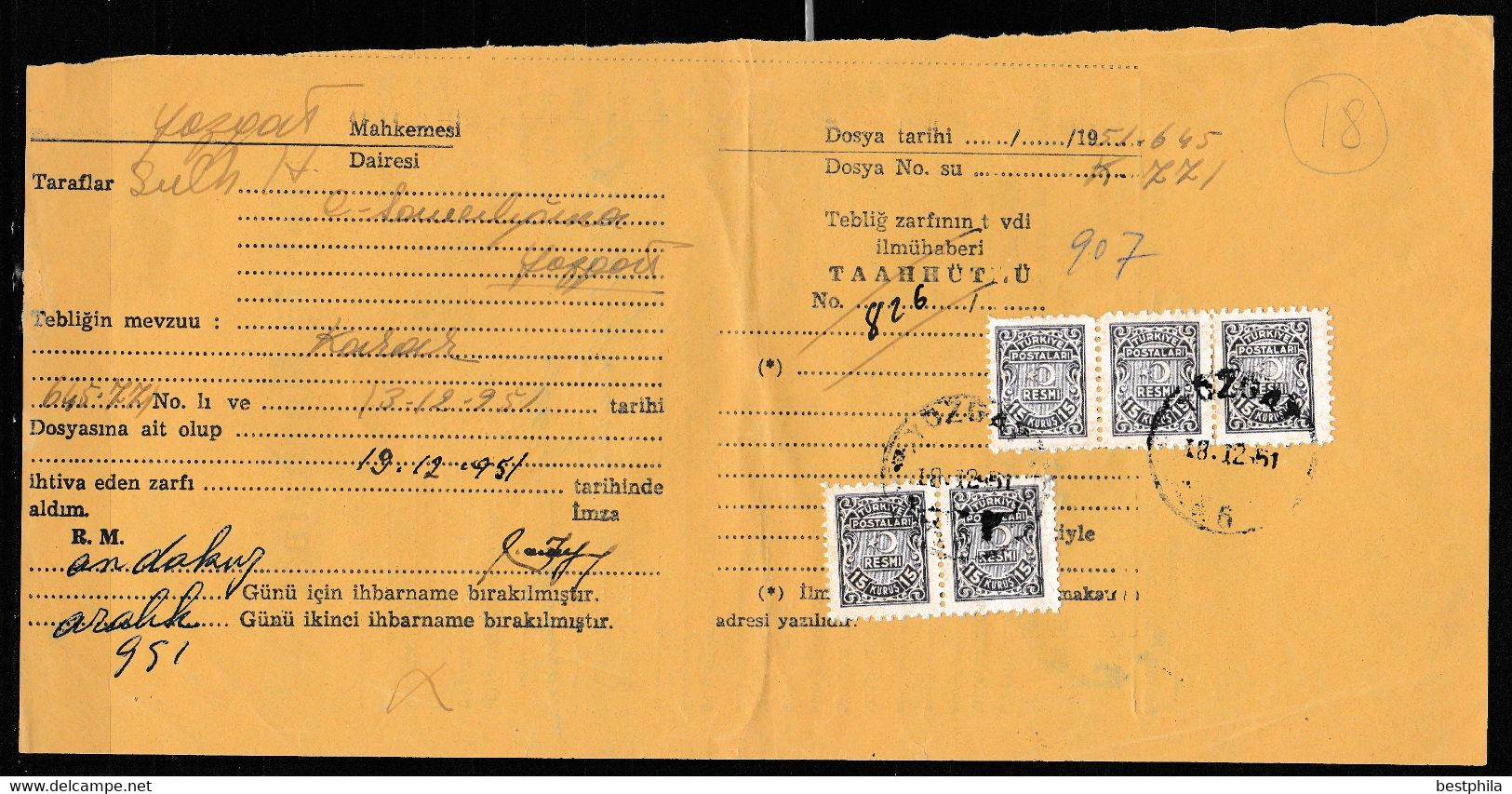 Turkey & Ottoman Empire -  Fiscal / Revenue & Rare Document With Stamps - 18 - Cartas & Documentos