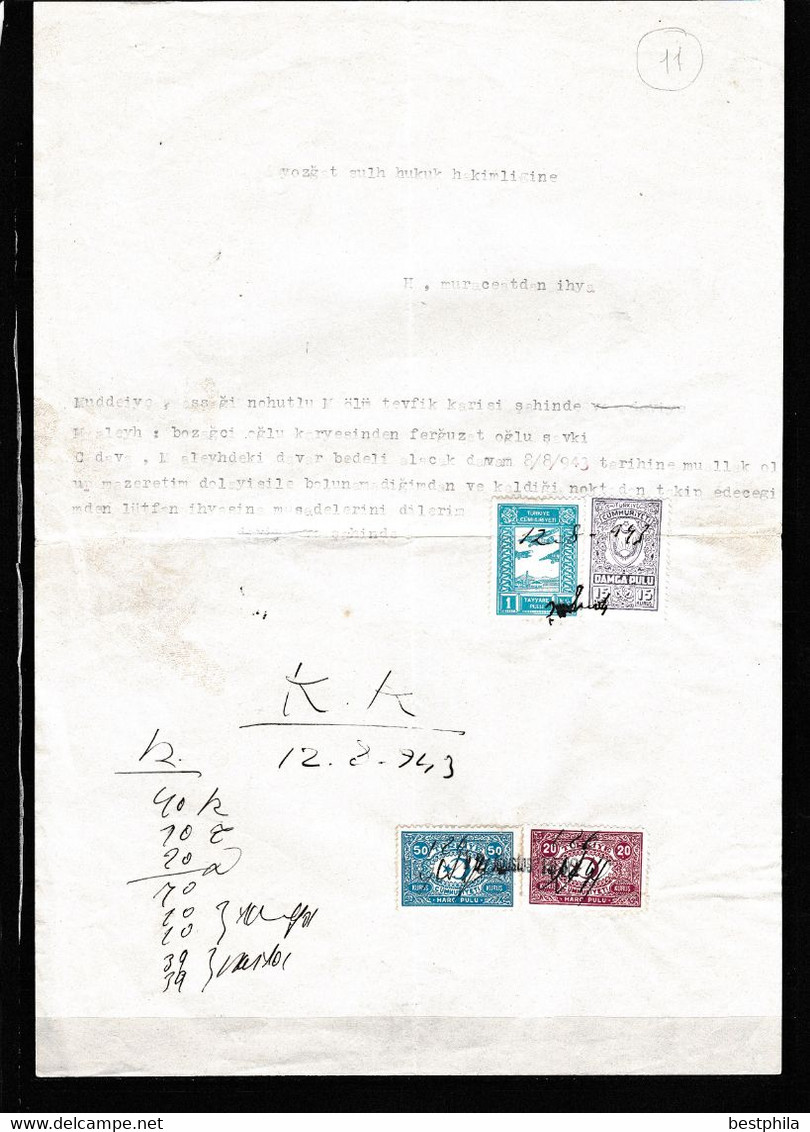 Turkey & Ottoman Empire -  Fiscal / Revenue & Rare Document With Stamps - 11 - Lettres & Documents