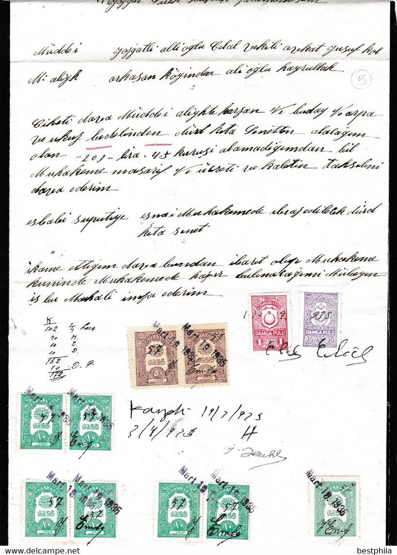 Turkey & Ottoman Empire -  Fiscal / Revenue & Rare Document With Stamps - 5 - Cartas & Documentos