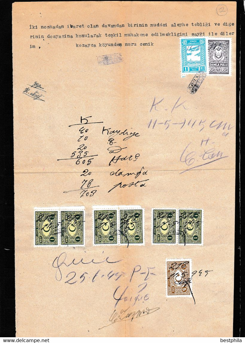 Turkey & Ottoman Empire -  Fiscal / Revenue & Rare Document With Stamps - 2 - Brieven En Documenten