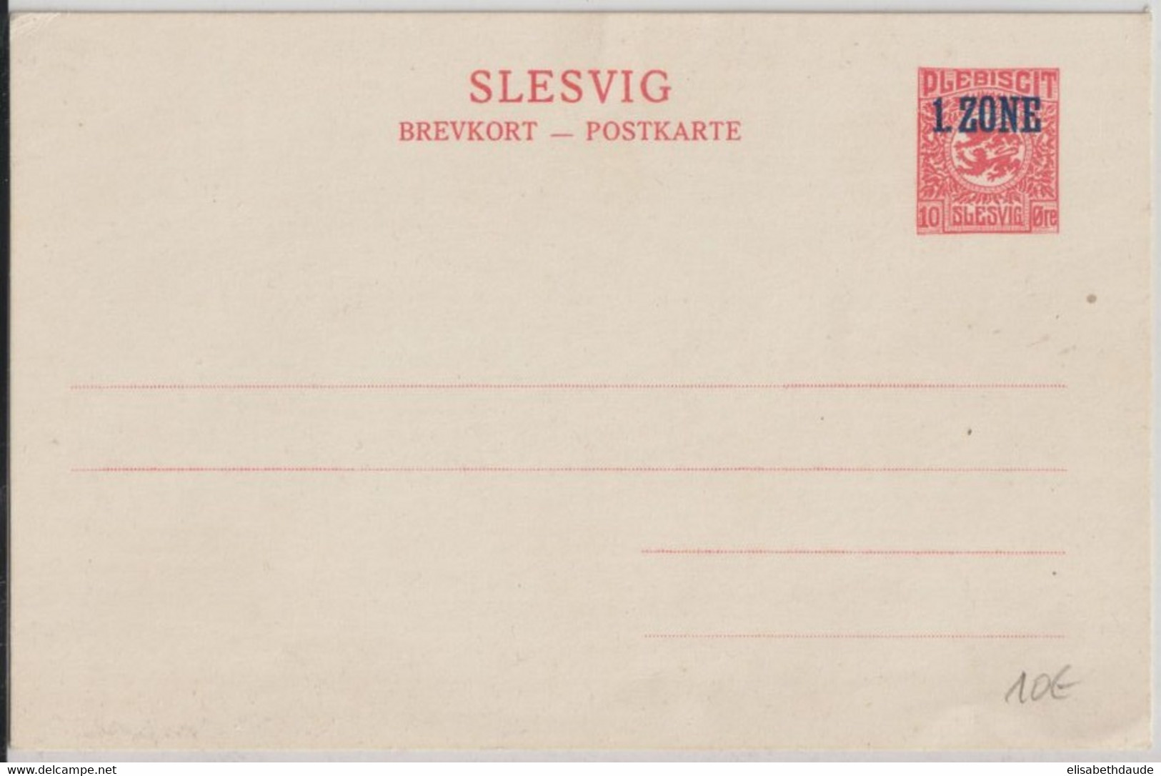 PLEBISCITE / SCHLESWIG ! - 1920 - CARTE ENTIER POSTAL 1° ZONE - Schleswig