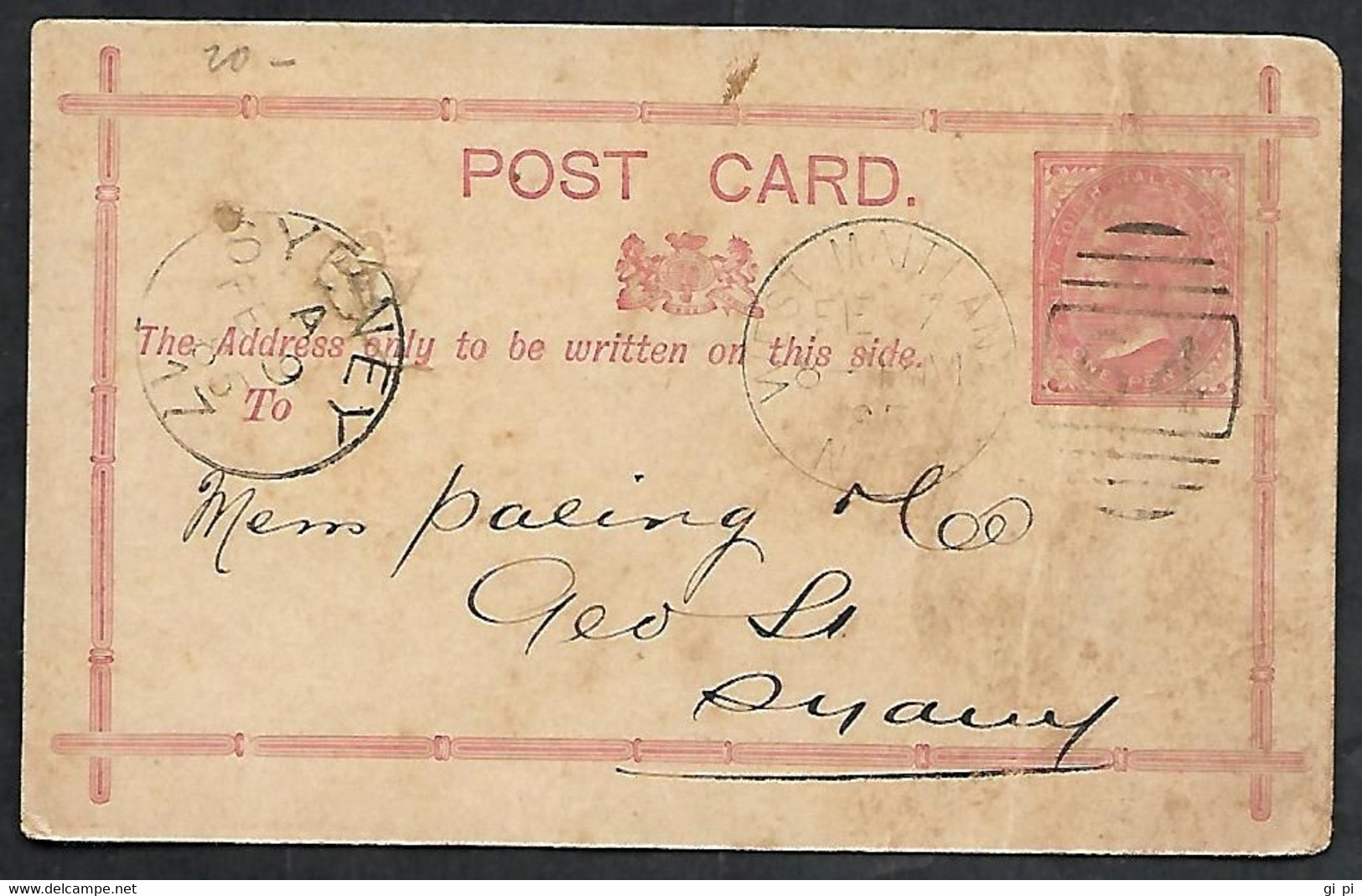 E021  - INTERO POSTALE DEL SOUTH WALES - Lettres & Documents