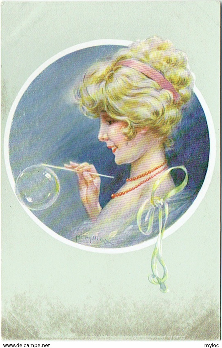 Illustrateur : MILLIERE, M. Les Plaisirs Permis. Femme Sexy Et Bulle De Savon. - Milliere